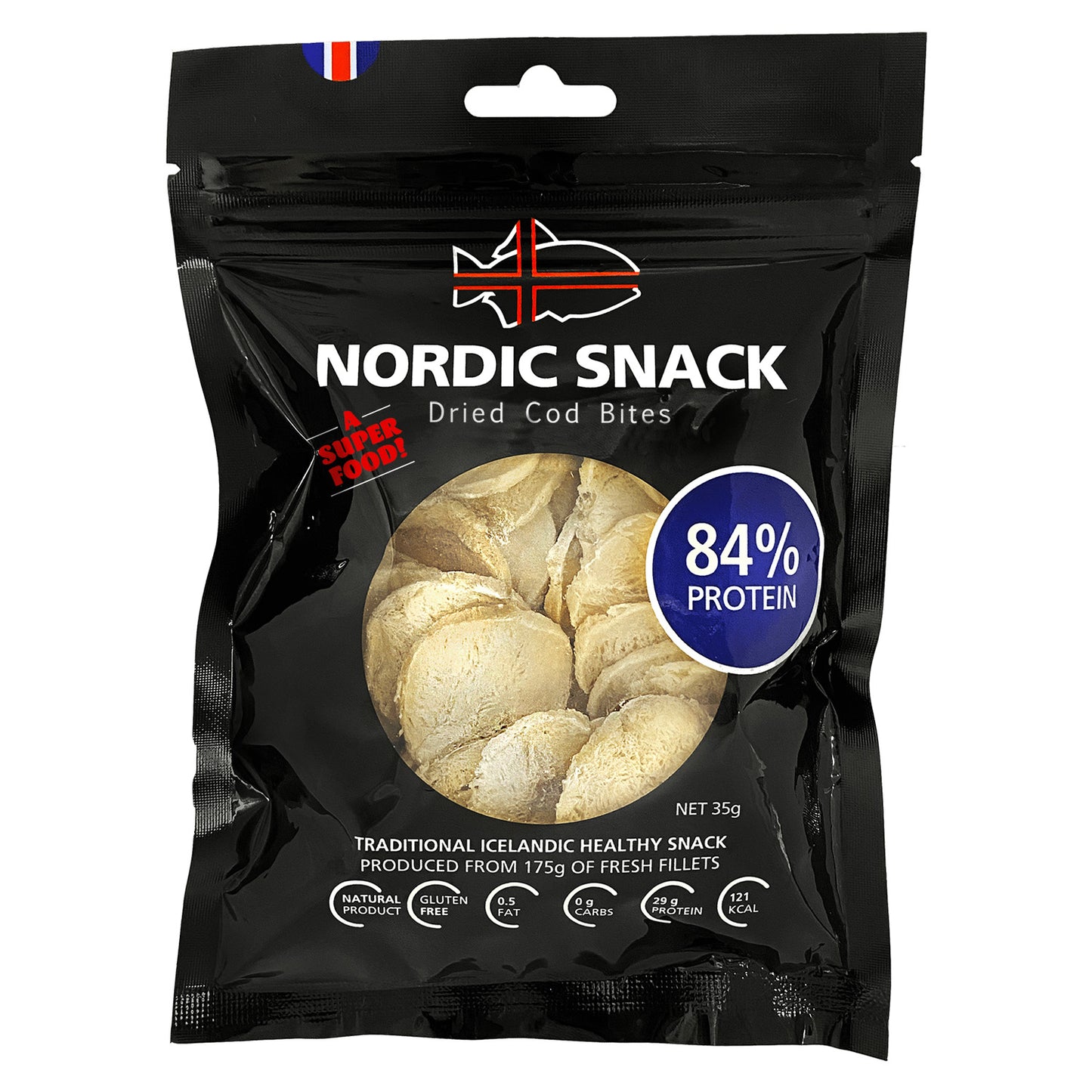 Dried Cod Bites, High Protein Fish Jerky Snack (Harðfiskur)